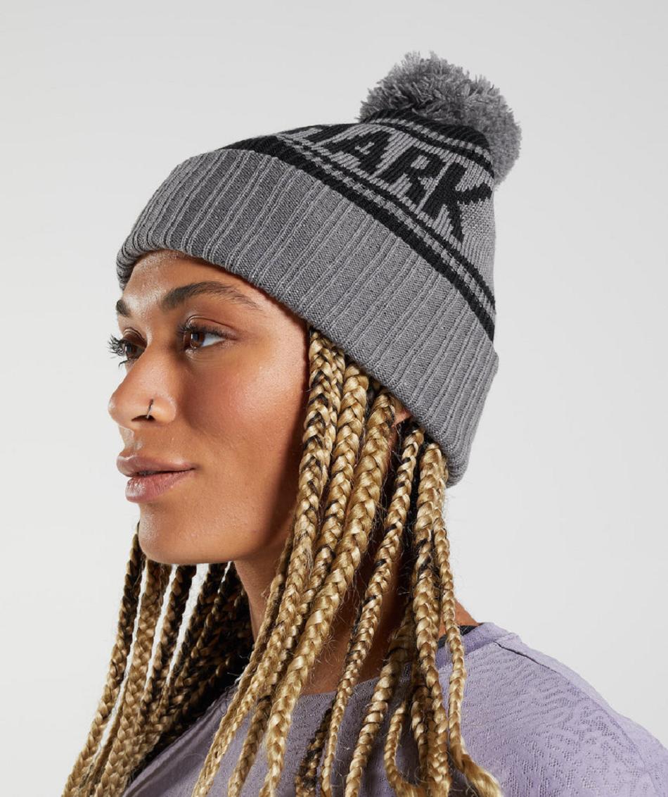 Gymshark Pom Beanie Accessories Šeširi Crne Sive | HR 2087JPQ